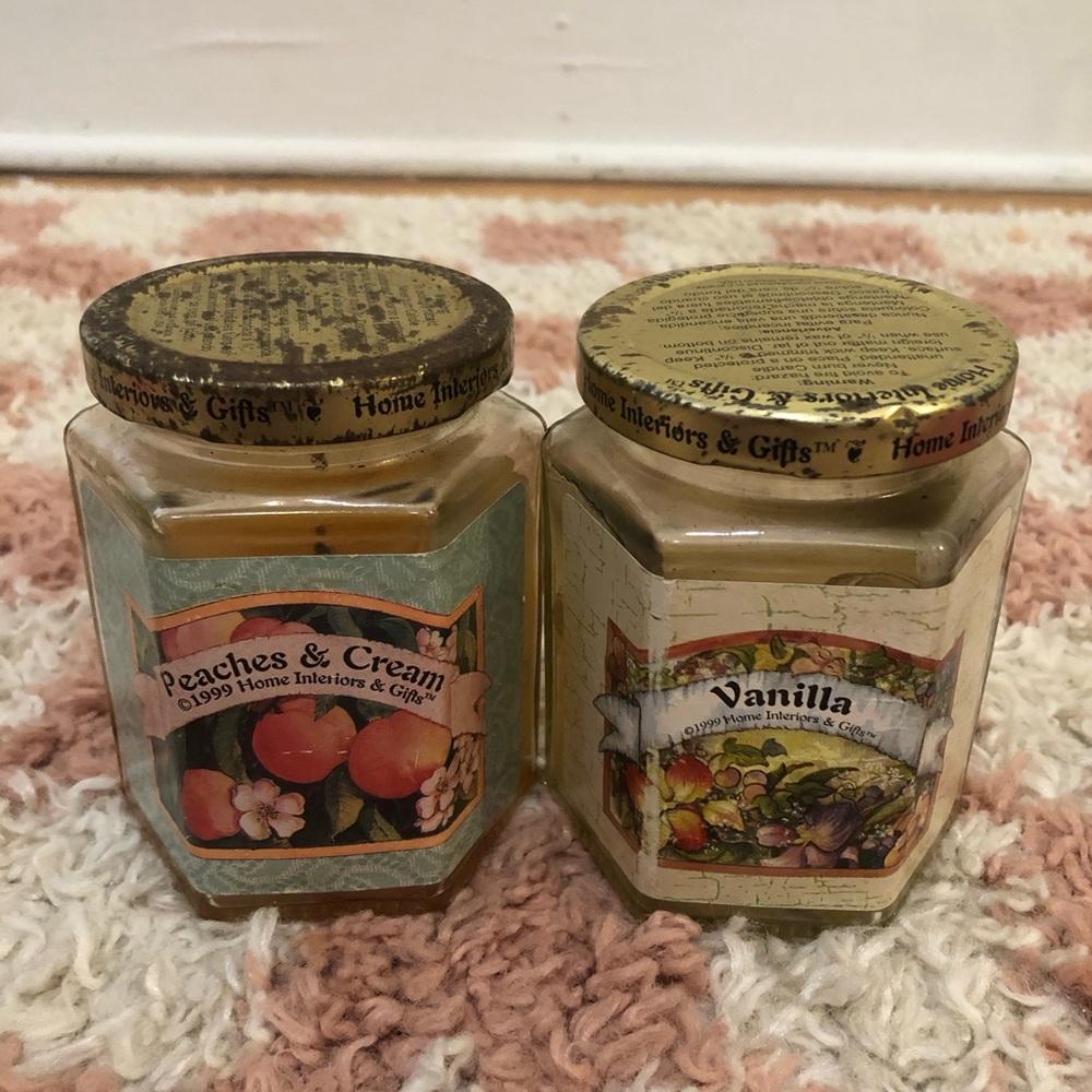 1999 Home Interiors Peaches & Cream and Vanilla Candle Set